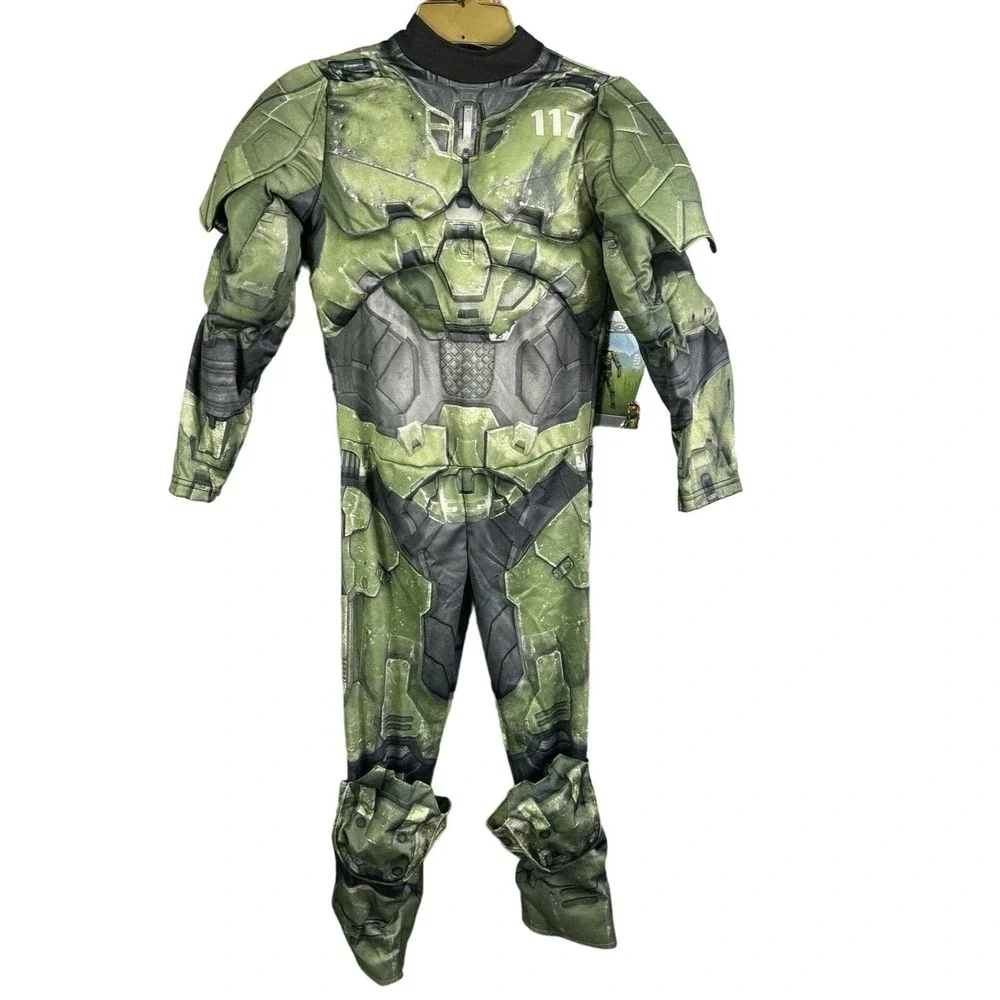 Halo Infinite Master Chief Kids Costume Size Small 4-6 Muscle Padded Jumpsuit